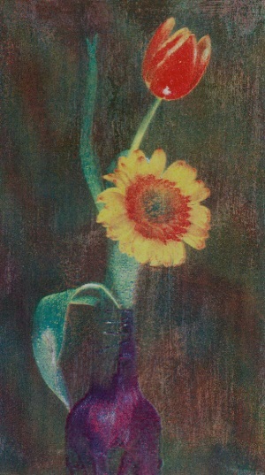 Peter J. Blackburn, Two Flowers in Blue Vase